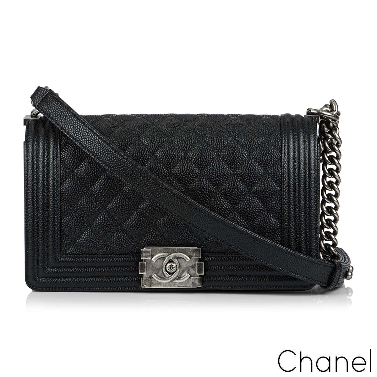 Chanel Boy Old Medium in Black Caviar with Antiqued Gold Hardware  SOLD